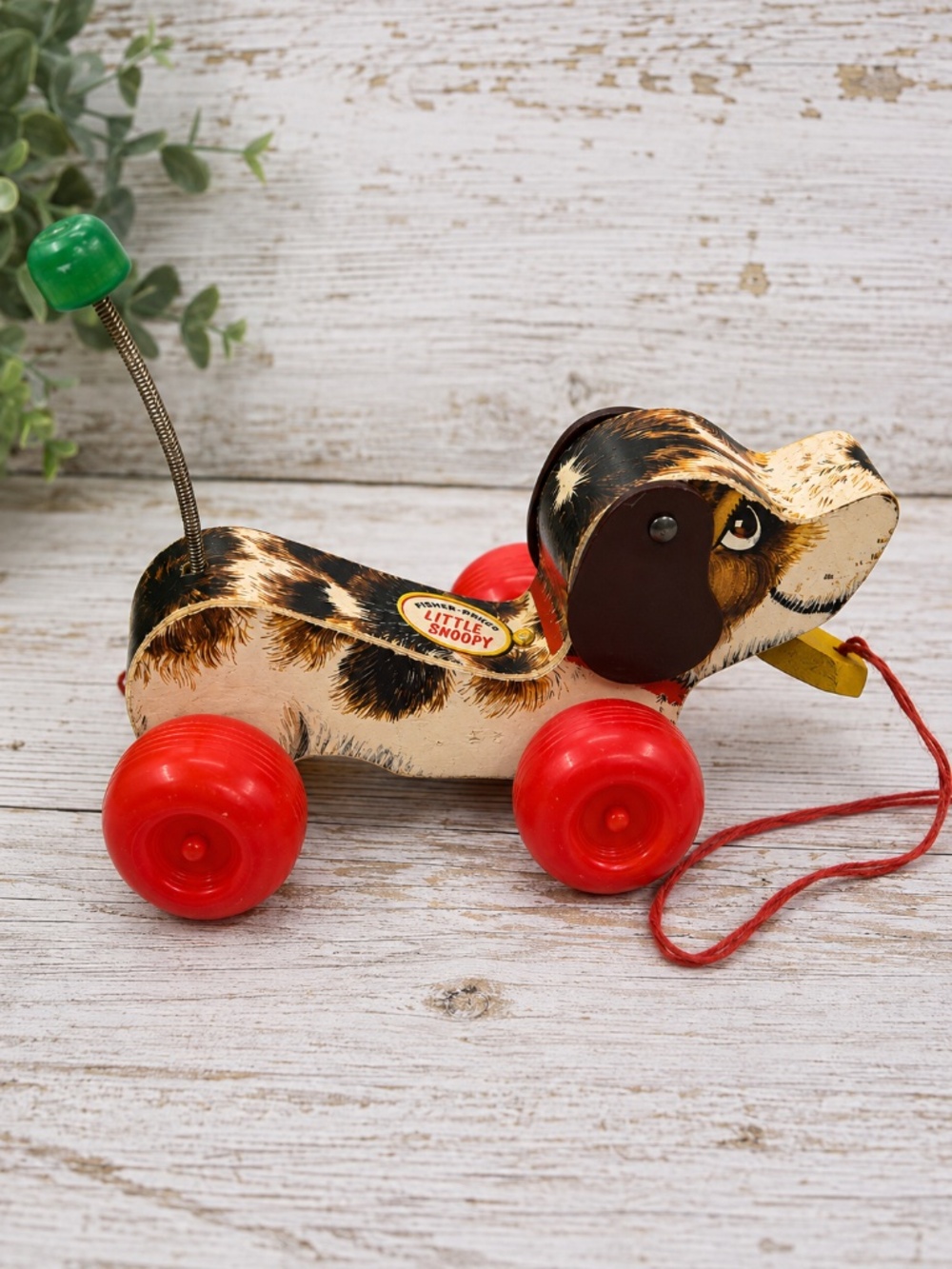 Vintage 1965 Fisher-Price Little Snoopy #693 Wooden Pull Toy Dog USA